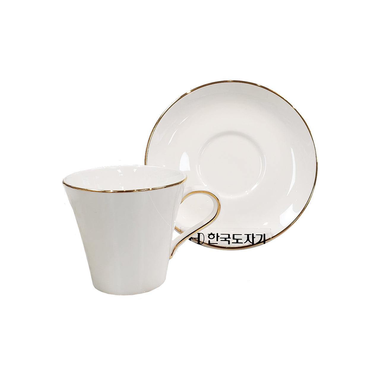 [Simple Design] Bright Gold Edge Espresso Cup & Saucer - HANKOOK