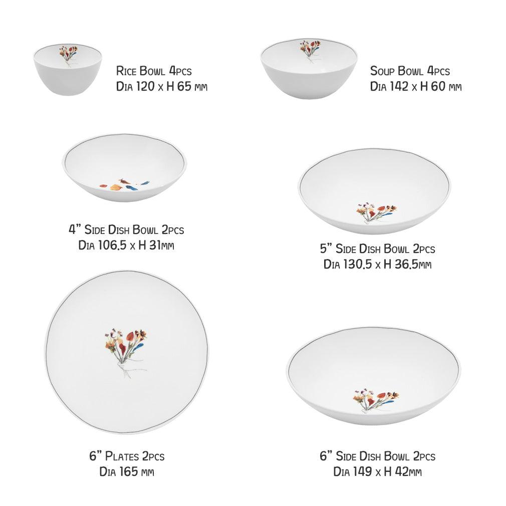 [Bundle of Flowers] 17-Piece Home set, Serving for 4 - HANKOOK