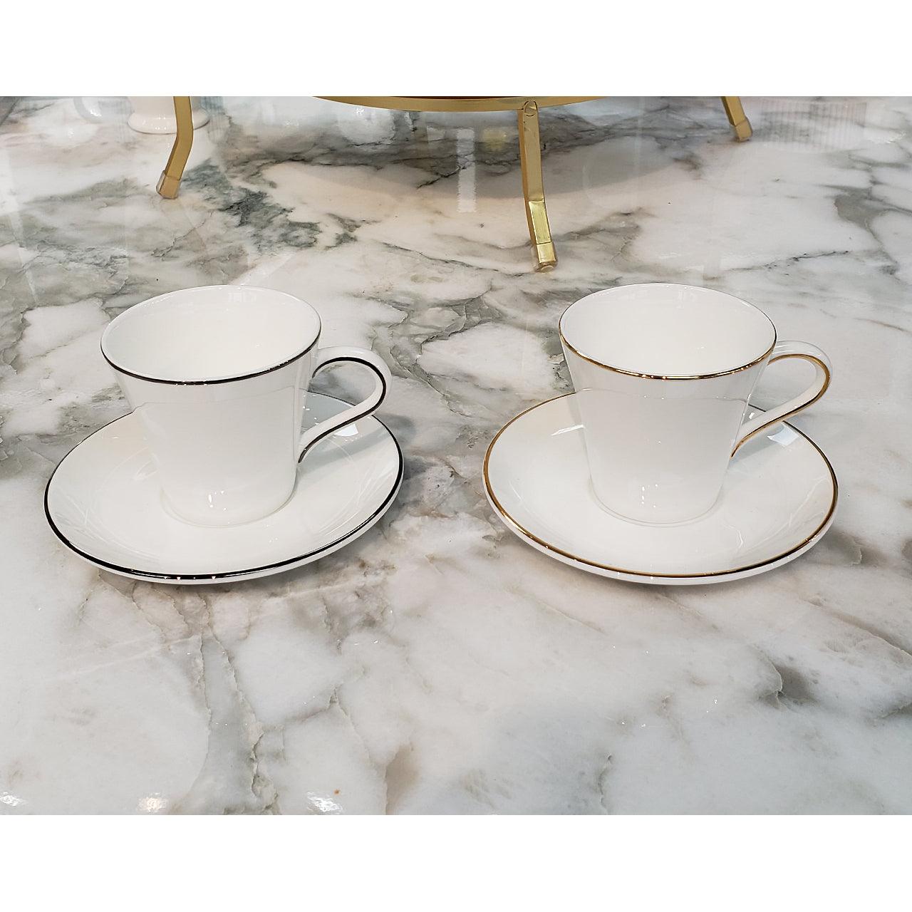 [Simple Design] Bright Gold Edge Espresso Cup & Saucer - HANKOOK