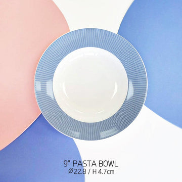 [Cozy Blue] 9" Pasta Bowl (Pattern), 1pc - HANKOOK