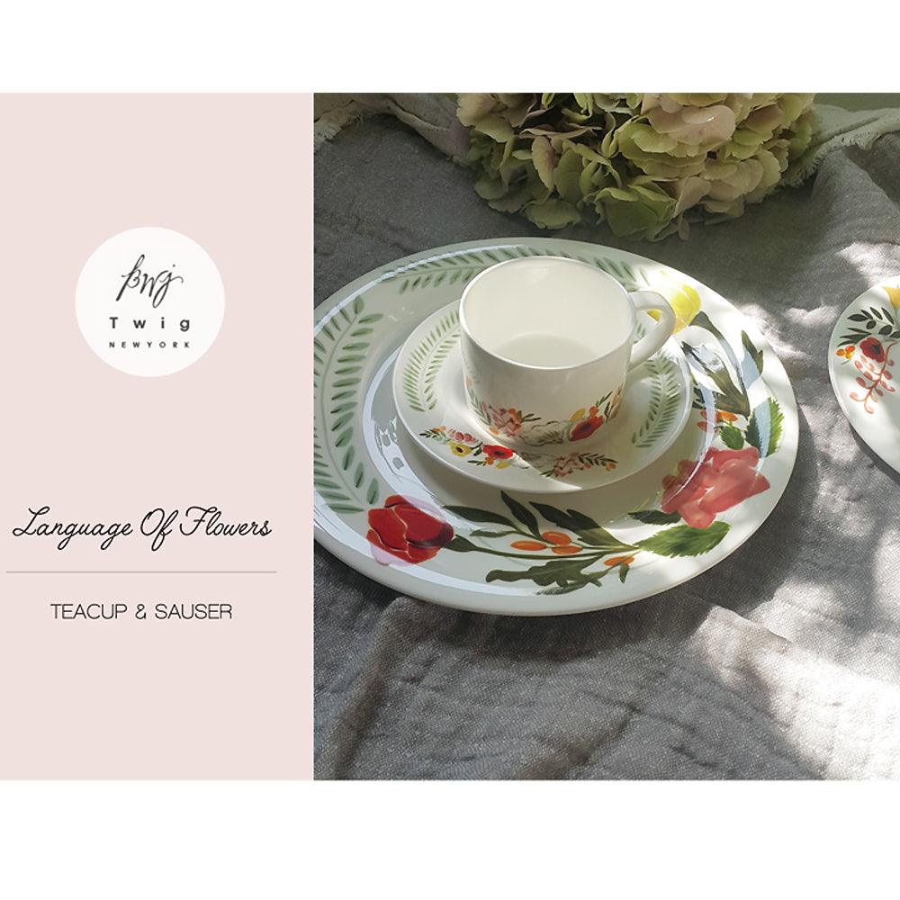 [Twig New York] Language of Flowers Set of 2 Cup & Saucer - HANKOOK