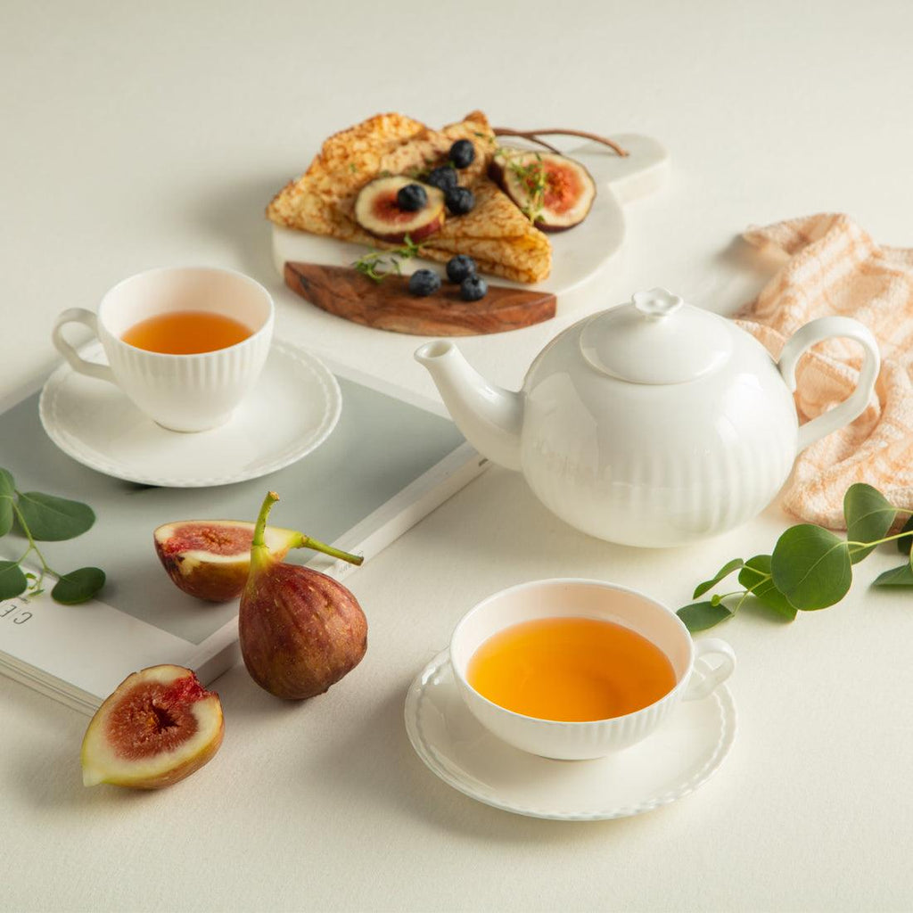 [Whitebloom] Ruffle 2-Piece Tea Cup/Saucer set, Serving for 1 - HANKOOK
