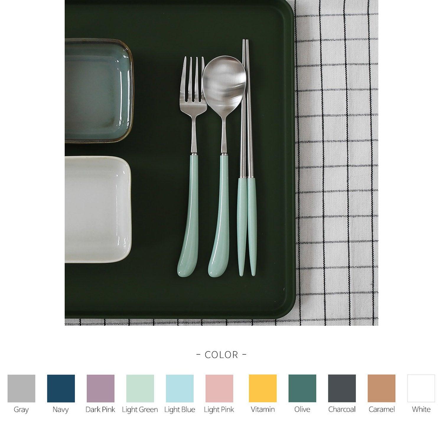 [Bogen]  Swan Gold Kids set, Spoon/Fork/Chopsticks, 4pcs - HANKOOK