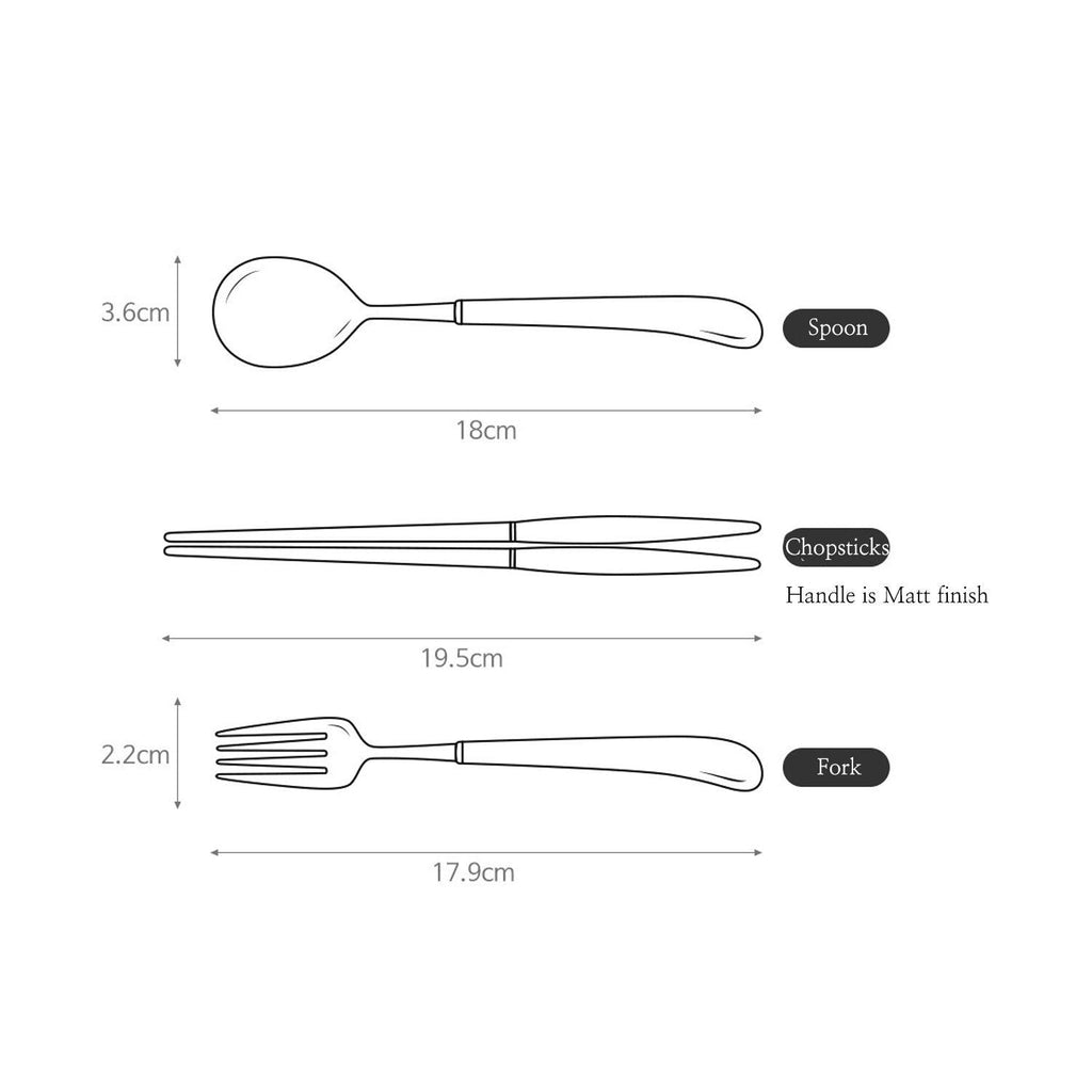 [Bogen]  Swan Gold Kids set, Spoon/Fork/Chopsticks, 4pcs - HANKOOK