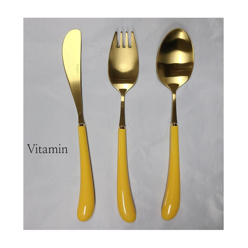 [Bogen] Swan Gold Toddler set, Spoon, Fork & Knife, 3pcs - HANKOOK