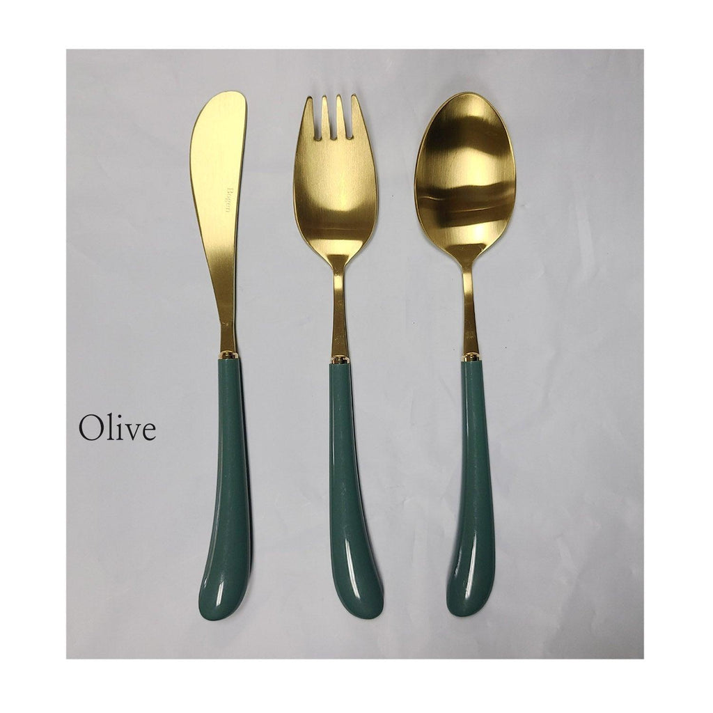 [Bogen] Swan Gold Toddler set, Spoon, Fork & Knife, 3pcs - HANKOOK