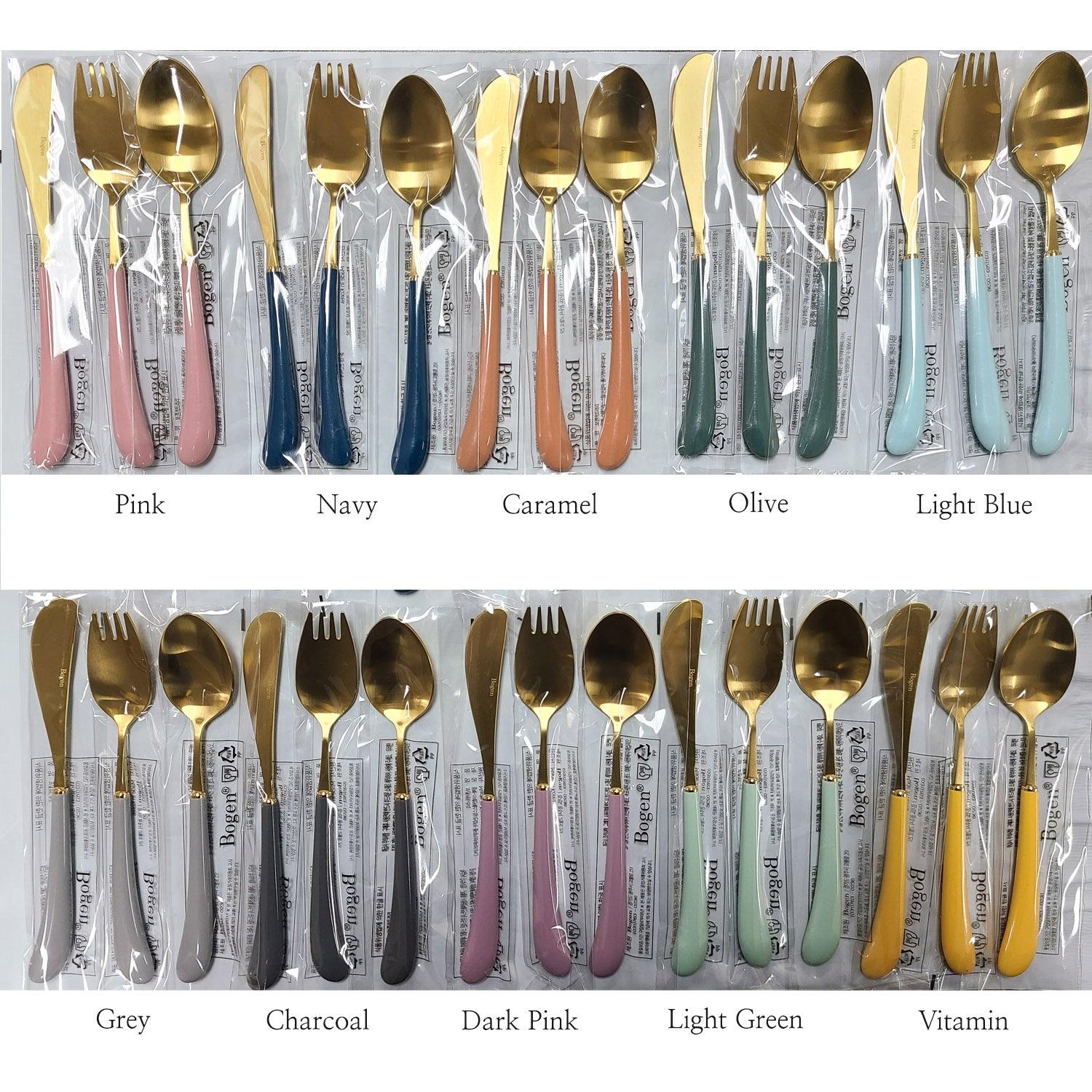 [Bogen] Swan Gold Toddler set, Spoon, Fork & Knife, 3pcs - HANKOOK