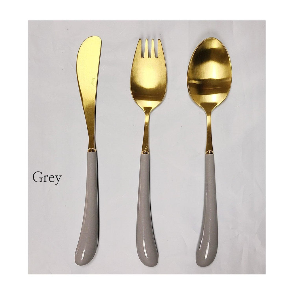 [Bogen] Swan Gold Toddler set, Spoon, Fork & Knife, 3pcs - HANKOOK