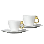 [Prouna] Geometrica Gold Rim Espresso Cup & Saucer Set for 2 - HANKOOK