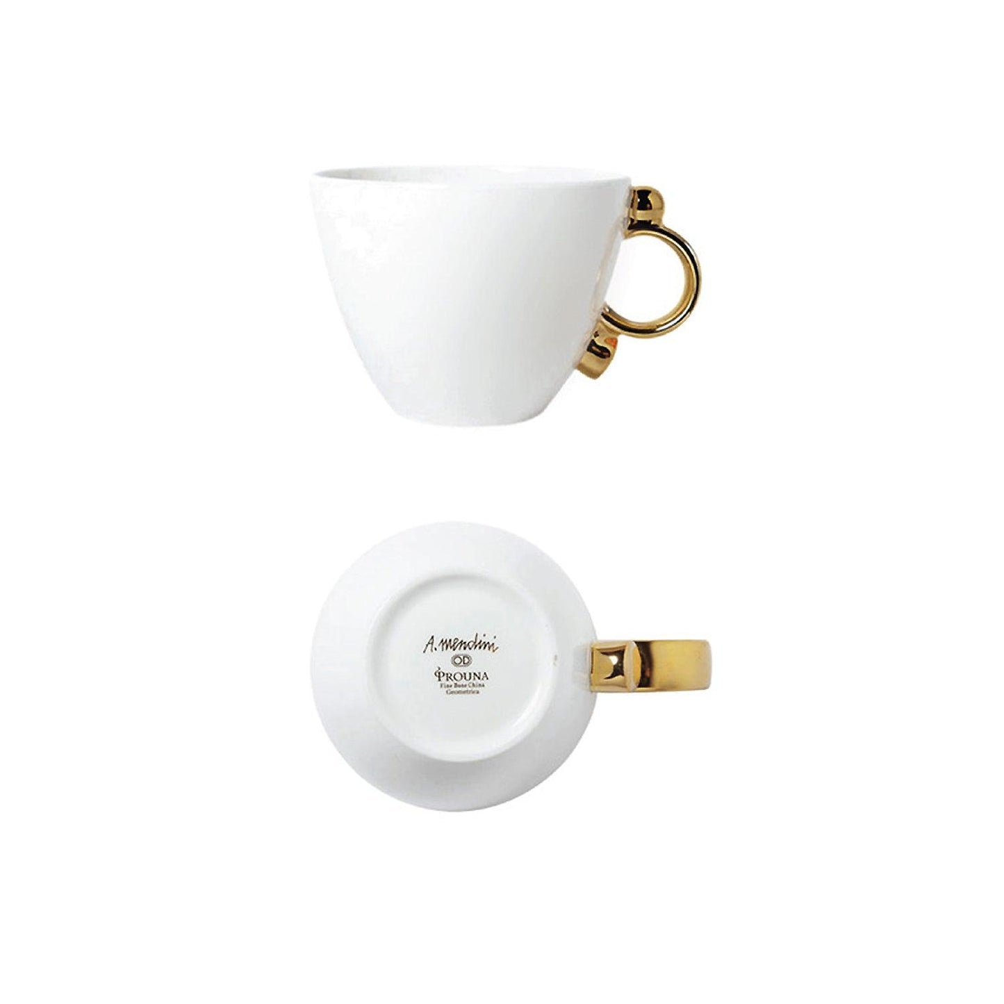 [Prouna] Geometrica Gold Rim Coffee Cup & Saucer Set for 2 - HANKOOK