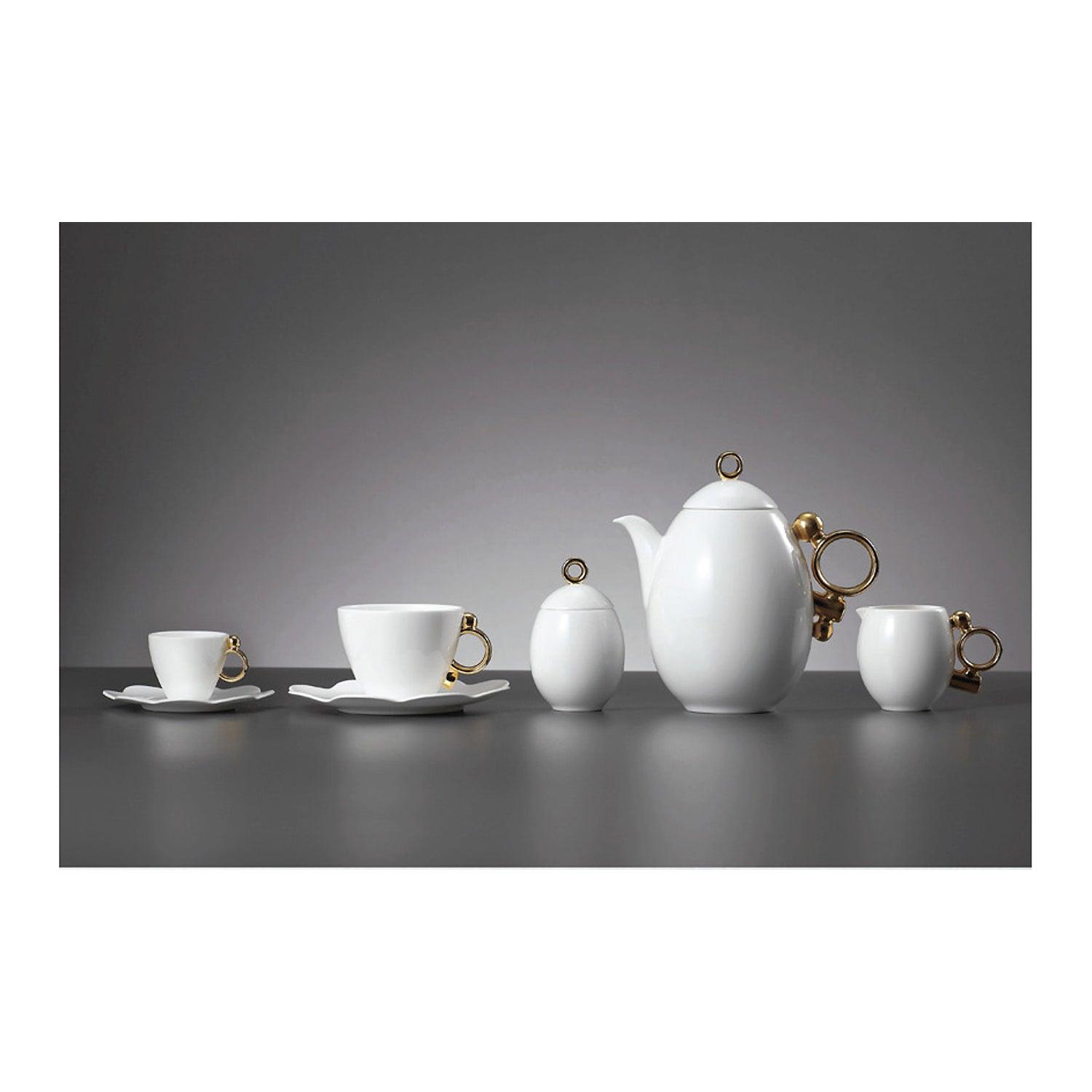 [Prouna] Geometrica Gold Rim Sugar Pot w/ Lid and Creamer Pot - HANKOOK