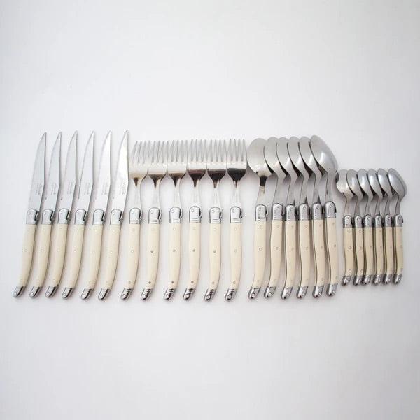 [Laguiole En Aubrac] 24-Piece Flatware in Wooden Box, IVORY - HANKOOK