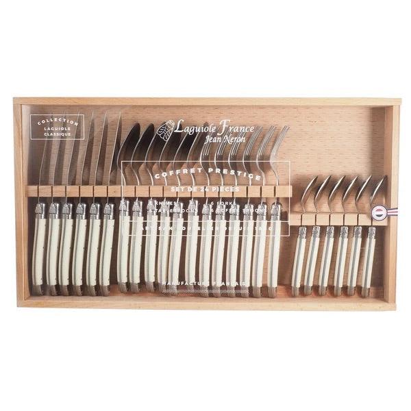 [Laguiole En Aubrac] 24-Piece Flatware in Wooden Box, IVORY - HANKOOK
