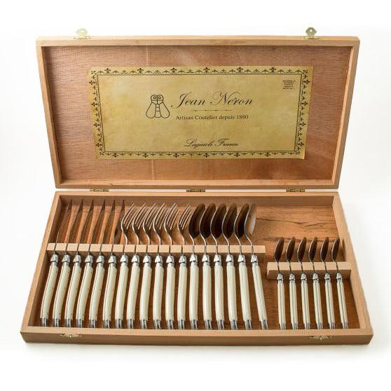 [Laguiole En Aubrac] 24-Piece Flatware in Wooden Box, IVORY - HANKOOK