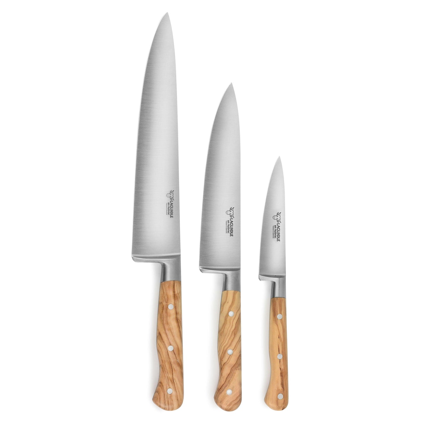 [Laguiole En Aubrac] 3-Piece Knife Set, Olivewood Handles - HANKOOK