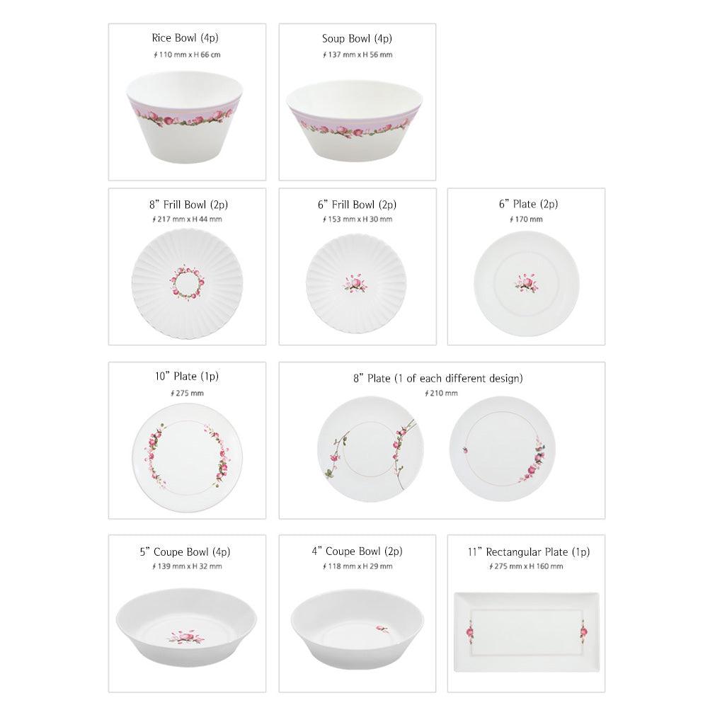 [Rose Day] 24-Piece Home set, Serving for 4 - HANKOOK