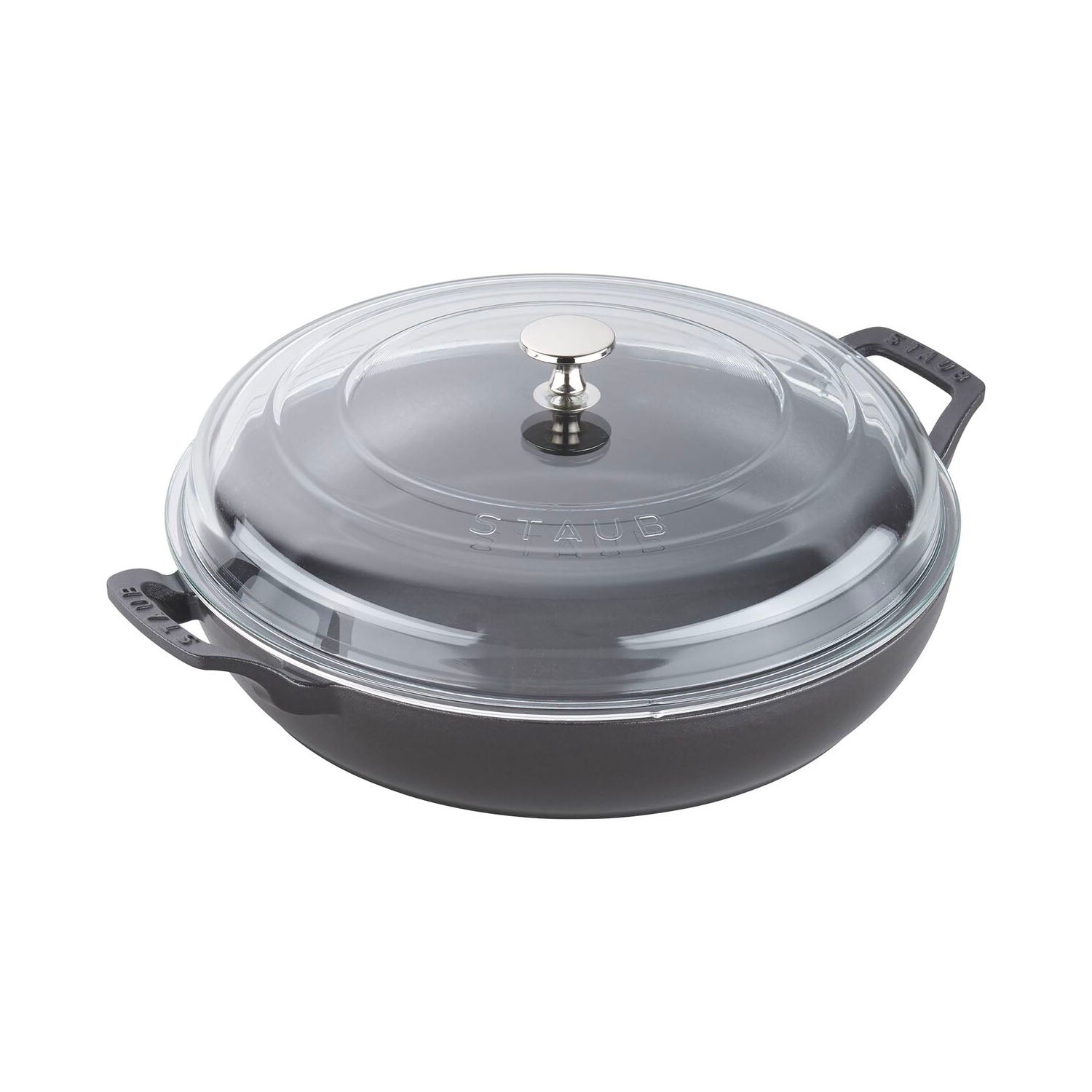 [Staub]12-INCH, BRAISER WITH GLASS LID, BLACK MATTE Staub