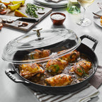 [Staub]12-INCH, BRAISER WITH GLASS LID, BLACK MATTE Staub