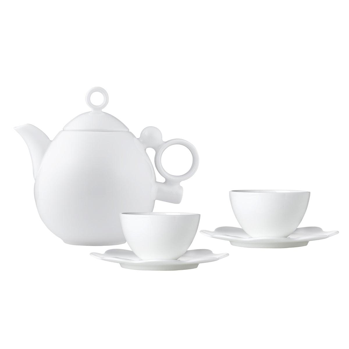 [Prouna] Geometrica White Tea Set for 2 w/ Small Tea Pot - HANKOOK